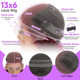 Jilho Burgundy Wig with Swiss HD lace for skin-tone melt.