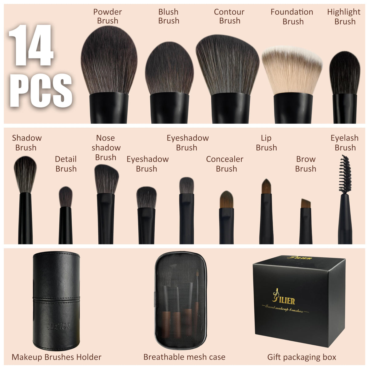 JILIER mini foundation brush delivers precise application on the go.