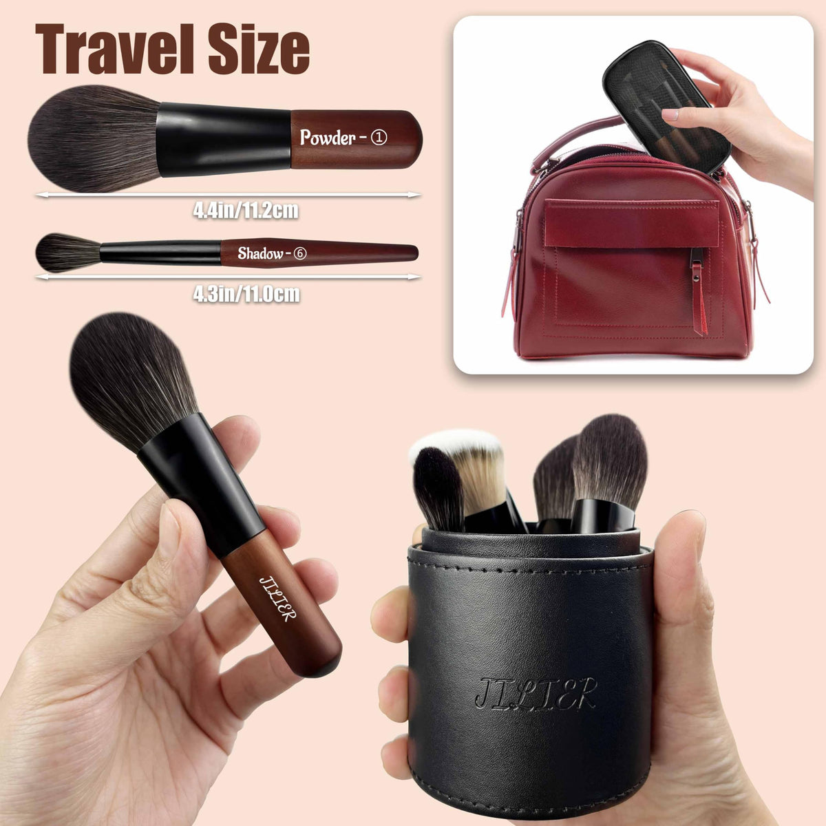 JILIER mini powder brush for seamless setting during travel.