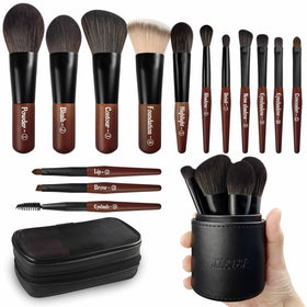 JILIER travel brush set in a protective case for on-the-go makeup.