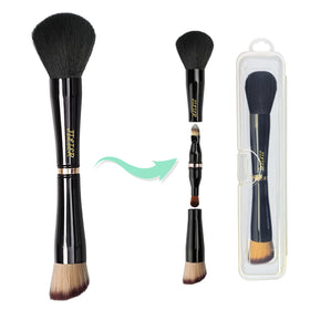 JILIER travel makeup brushes case showcases the 4-in-1 set for on-the-go looks.