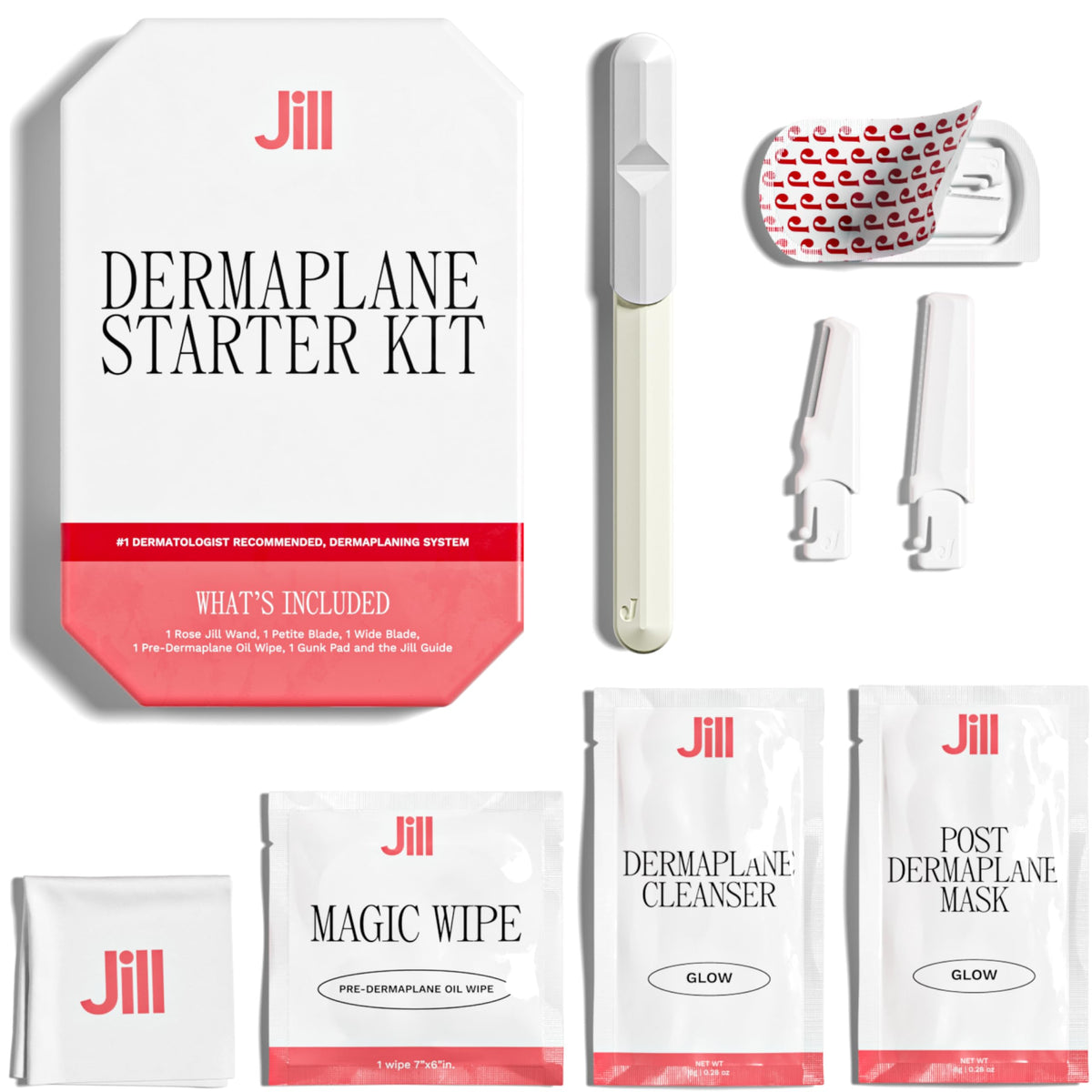 Jill Dermaplane Kit Cream packaging—compact setup for spa-like at-home routines.