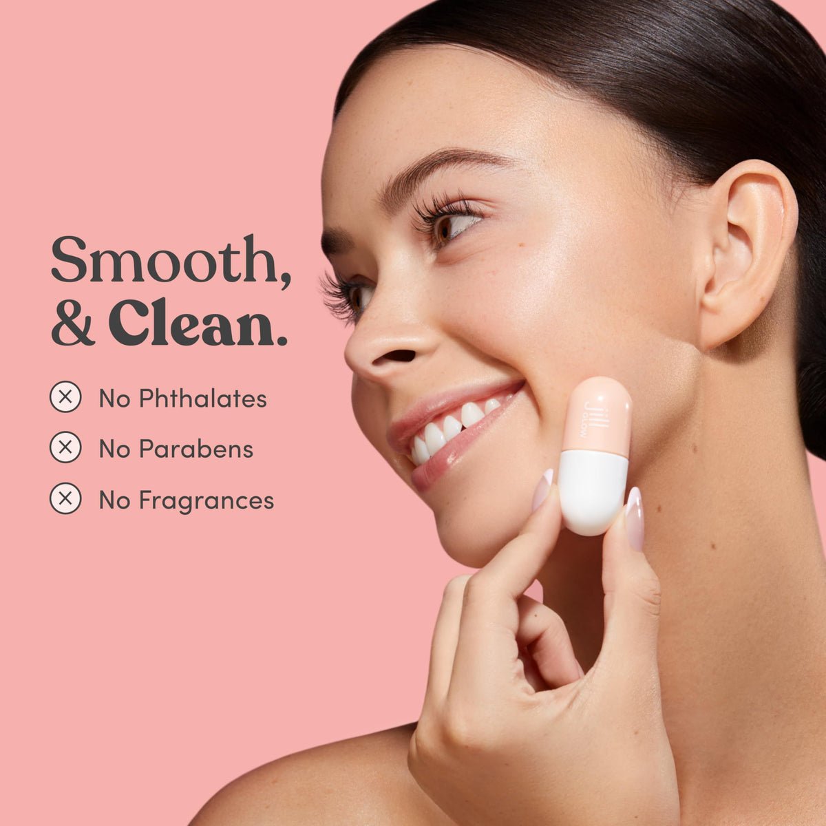 Applying JILL Glow cream on the face after shaving.