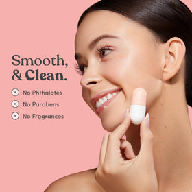 Applying JILL Glow cream on the face after shaving.