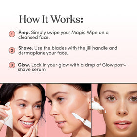 Open pod reveals 0.2 oz serum for dermaplaning sessions.