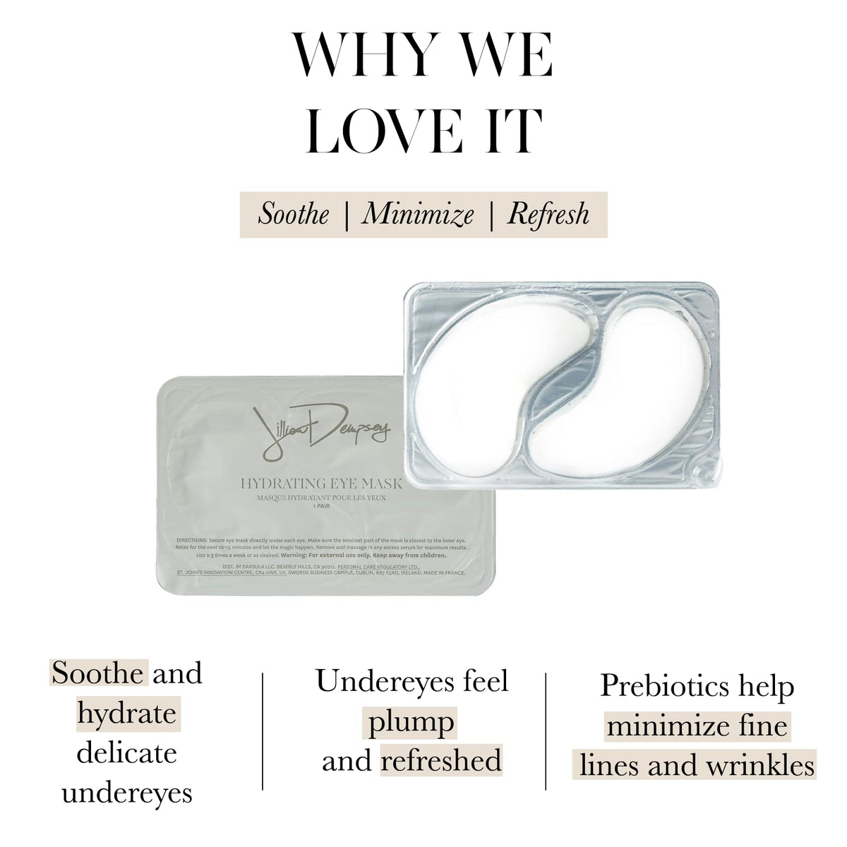 Jillian Dempsey bio-cellulose mask nourishes with hyaluronic acid and nourishing oils.