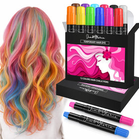 Jim&Gloria dustless hair chalk set with 12 washable colors.