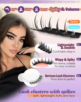 JIMIRE 3D feather-texture lash clusters for voluminous drama