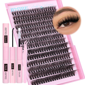 JIMIRE 50D fluffy cluster lashes kit for at-home volume and lift.