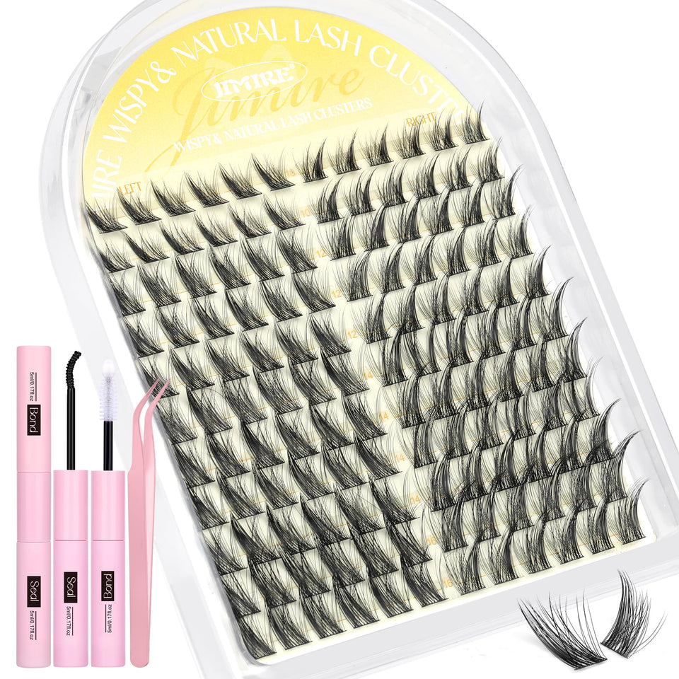 JIMIRE Cat Eye Lash Clusters Kit package showcases an easy DIY lash solution.