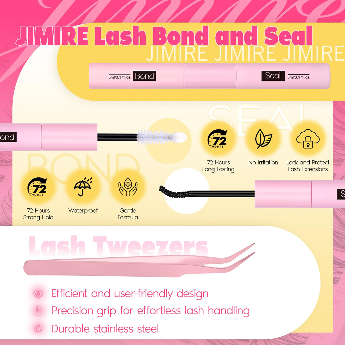 JIMIRE eyelash applicator tweezers enable precise placement during DIY.