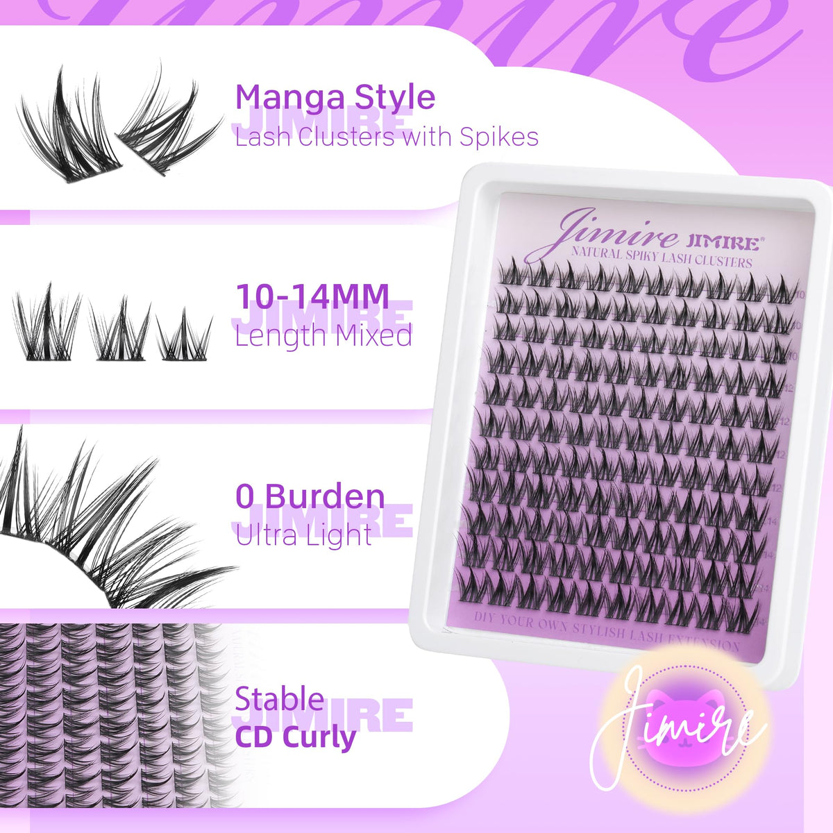 JIMIRE featherlight lash clusters with wide band for easy application