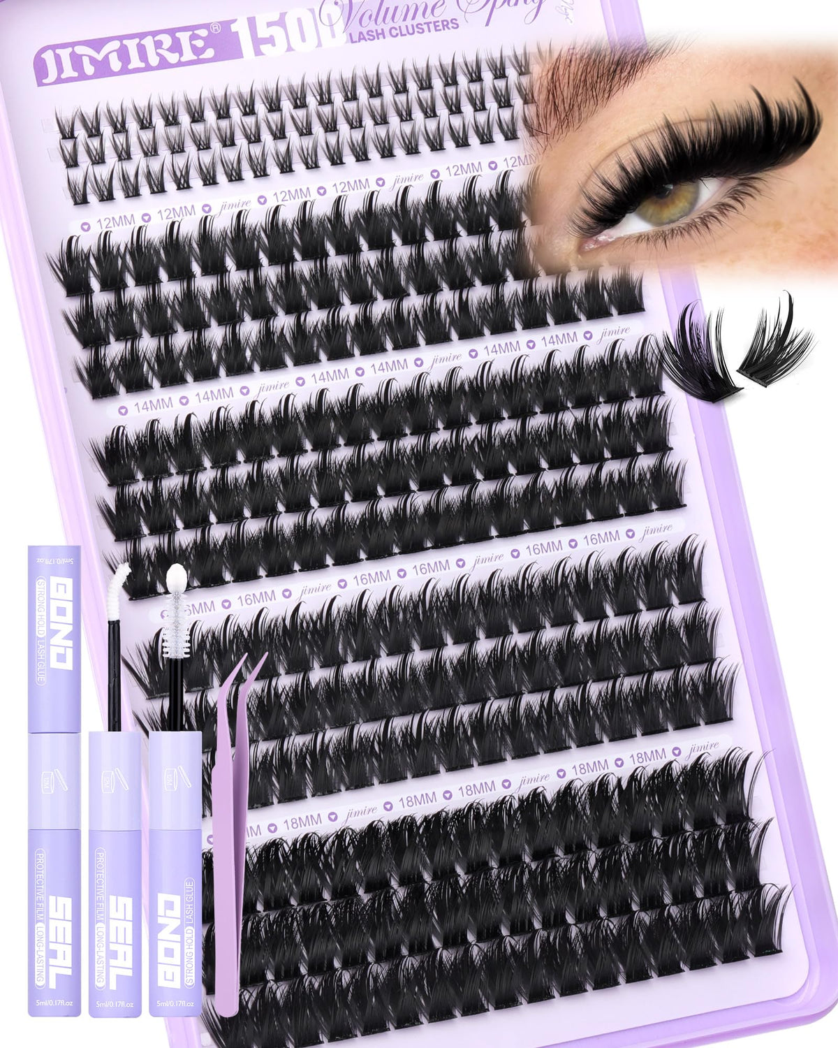 JIMIRE Manga Lash Clusters with spikes 12-18mm for bold, manga-inspired eyes