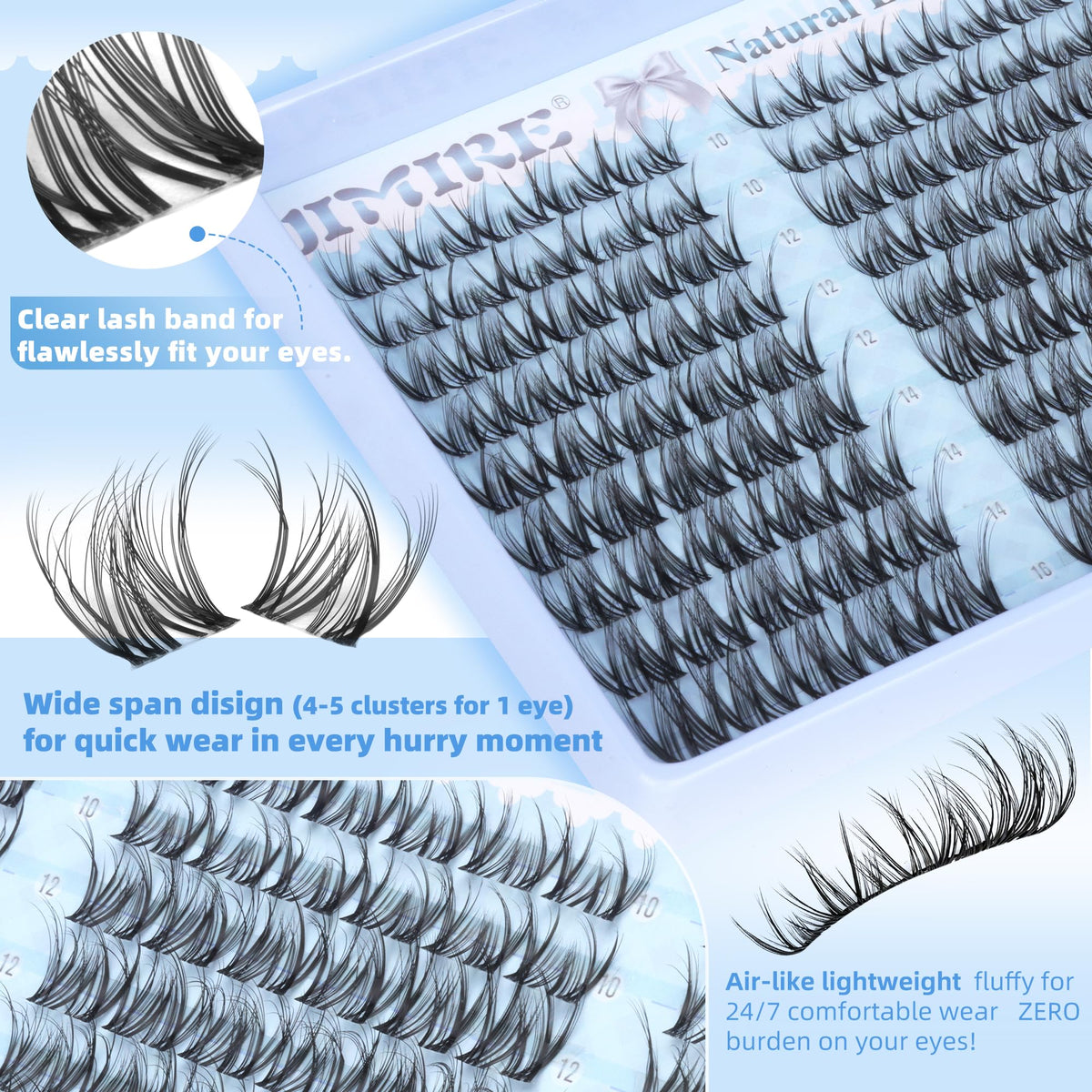 JIMIRE Spider Lash Clusters Kit: bond and seal ensure secure wear.