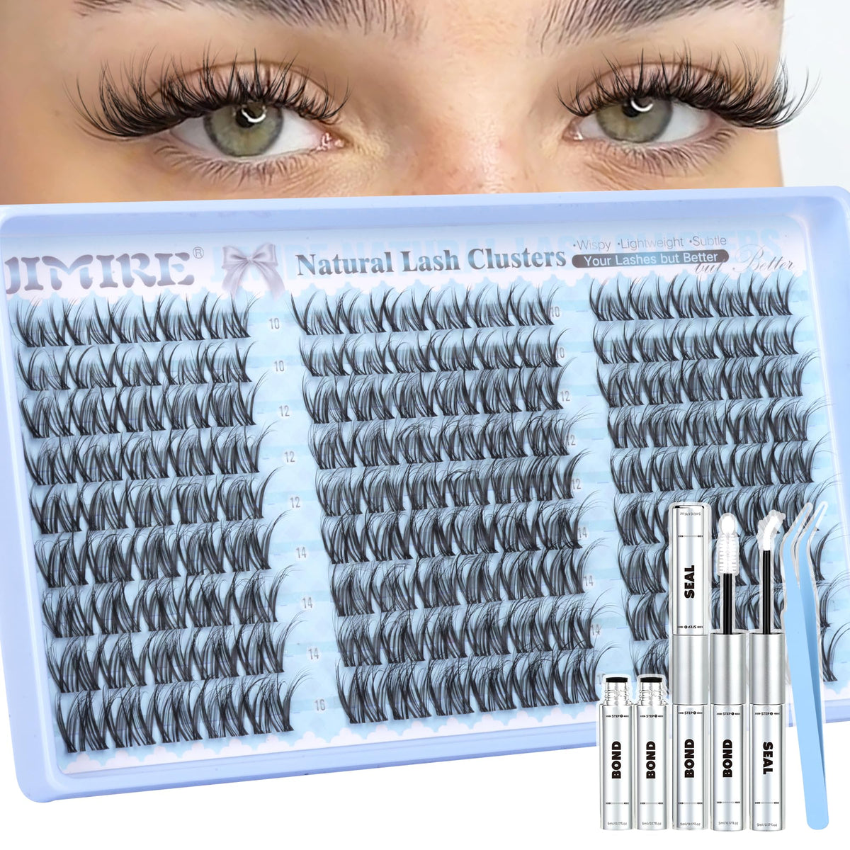 JIMIRE Spider Lash Clusters Kit: clean beauty fibers to minimize irritation.