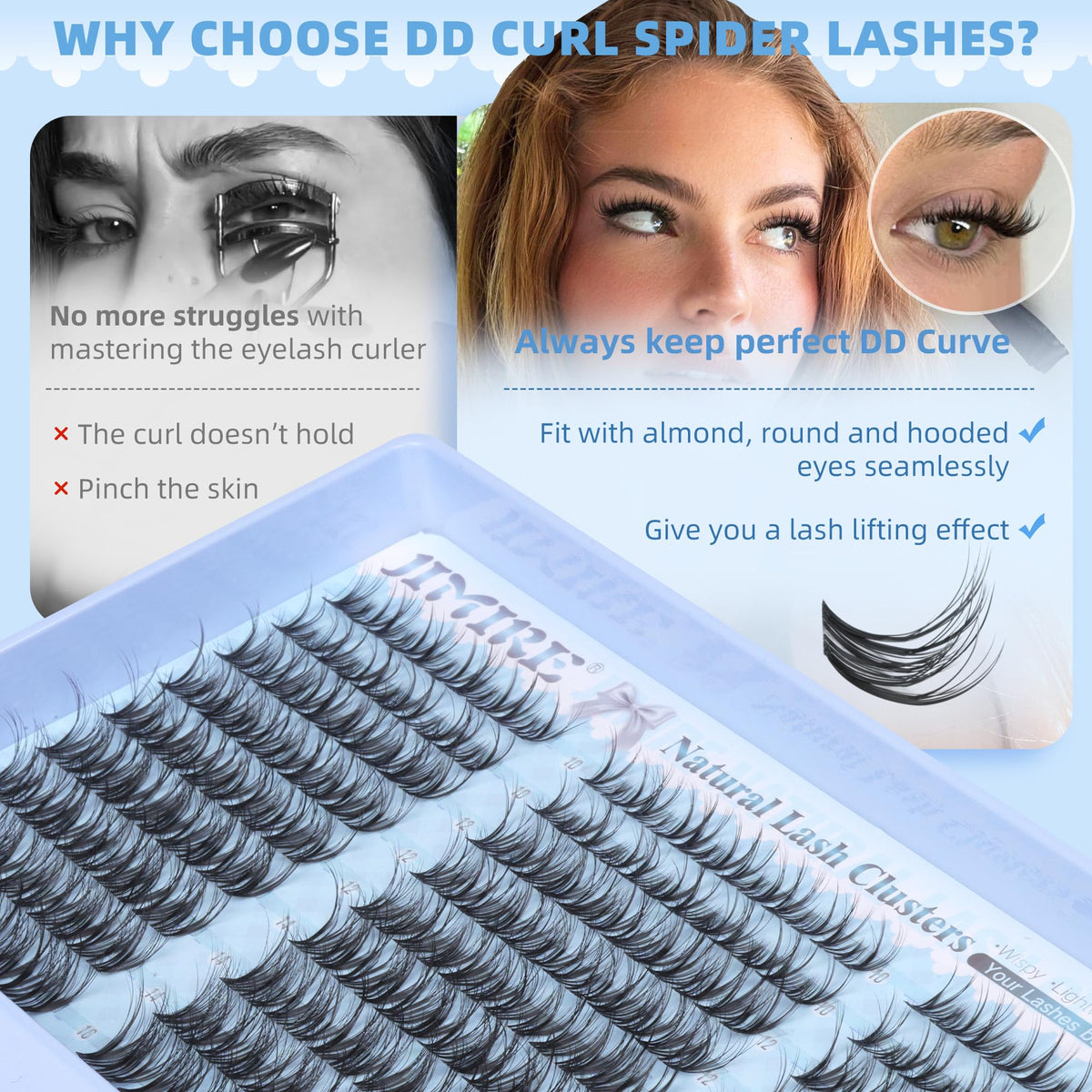 JIMIRE Spider Lash Clusters Kit: DIY lash styling for a pro finish.