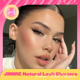 JIMIRE wispy lash clusters close-up highlights lightweight fibers for comfort.