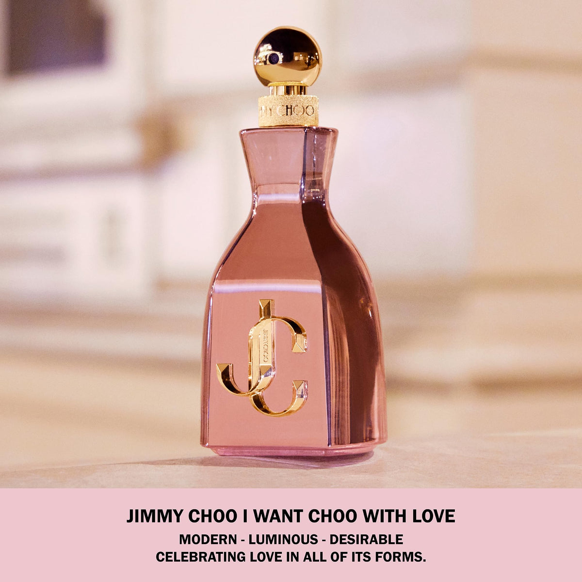 Jimmy Choo I Want Choo With Love cap closeup, elegant packaging ideal for gifting.
