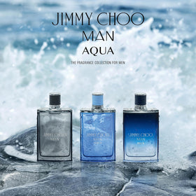 Jimmy Choo Man Aqua spray delivers a crisp, lasting woody marine scent.