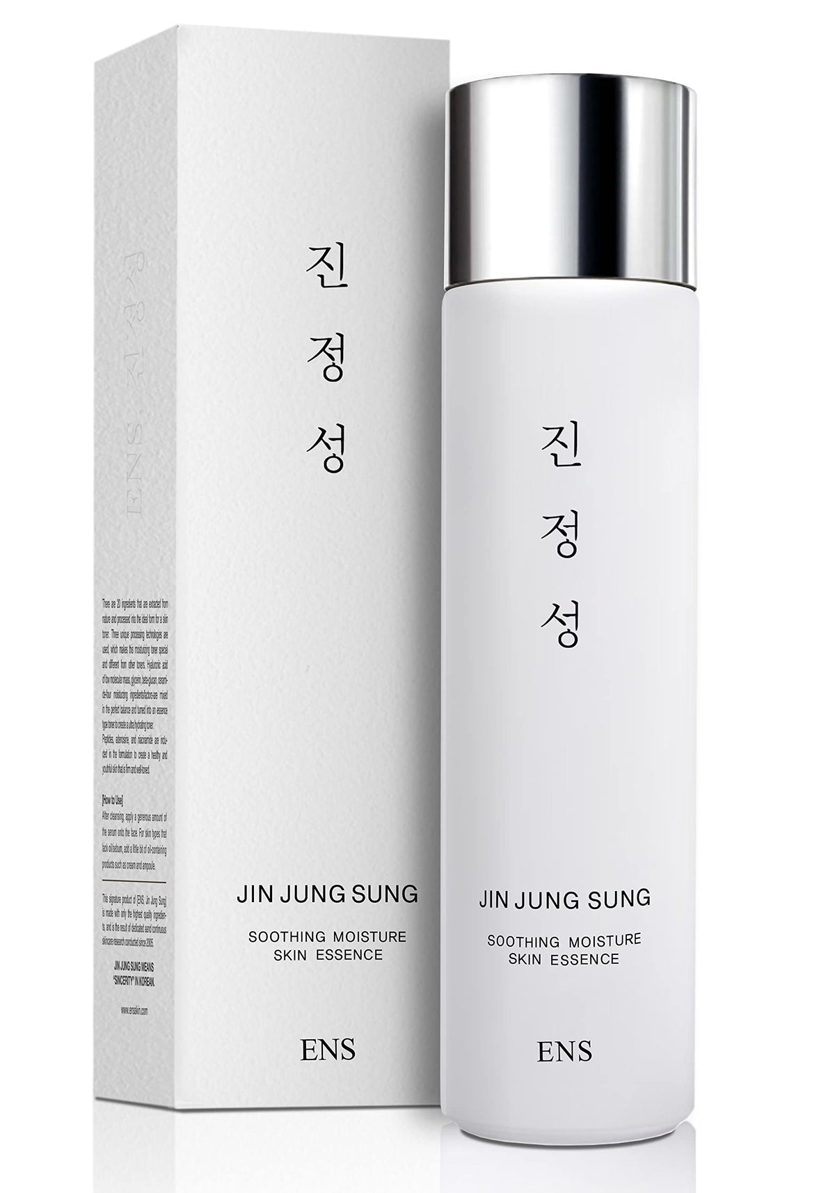 JIN JUNG SUNG Soothing Essence Serum bottle close-up showing lightweight hydration for daily comfort