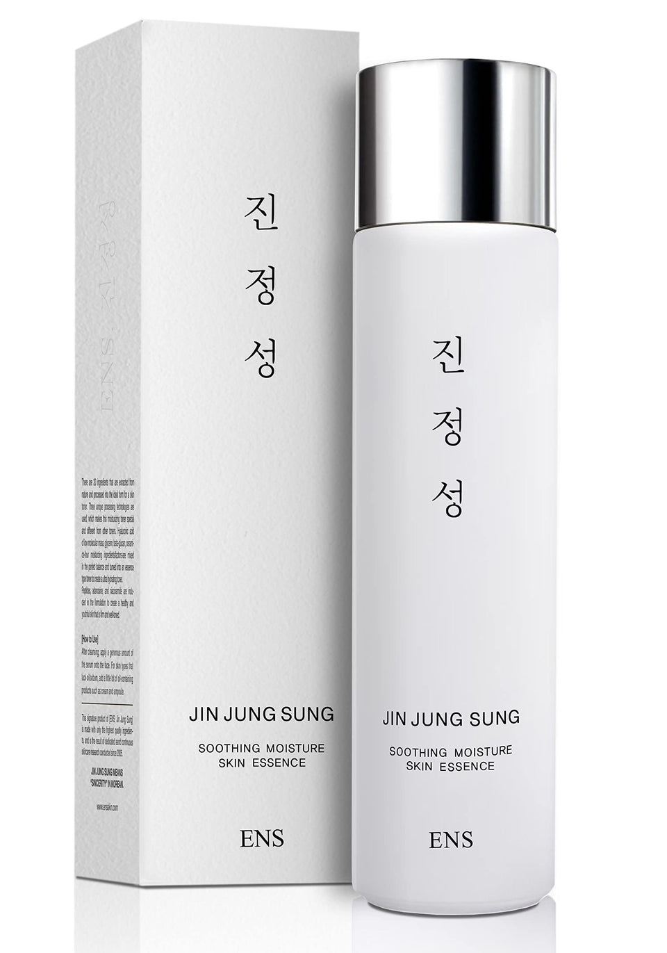 JIN JUNG SUNG Soothing Essence Serum bottle close-up showing lightweight hydration for daily comfort