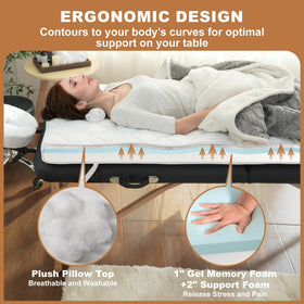 Gel memory foam core providing contouring support for clients