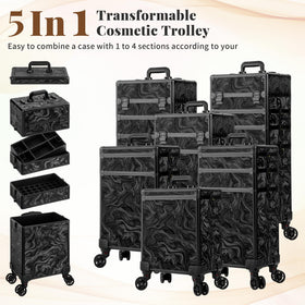 JINGUAN 5-in-1 cosmetic trolley transformable design for versatile setups.