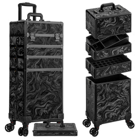 JINGUAN professional rolling makeup train case with lid for organized travel.