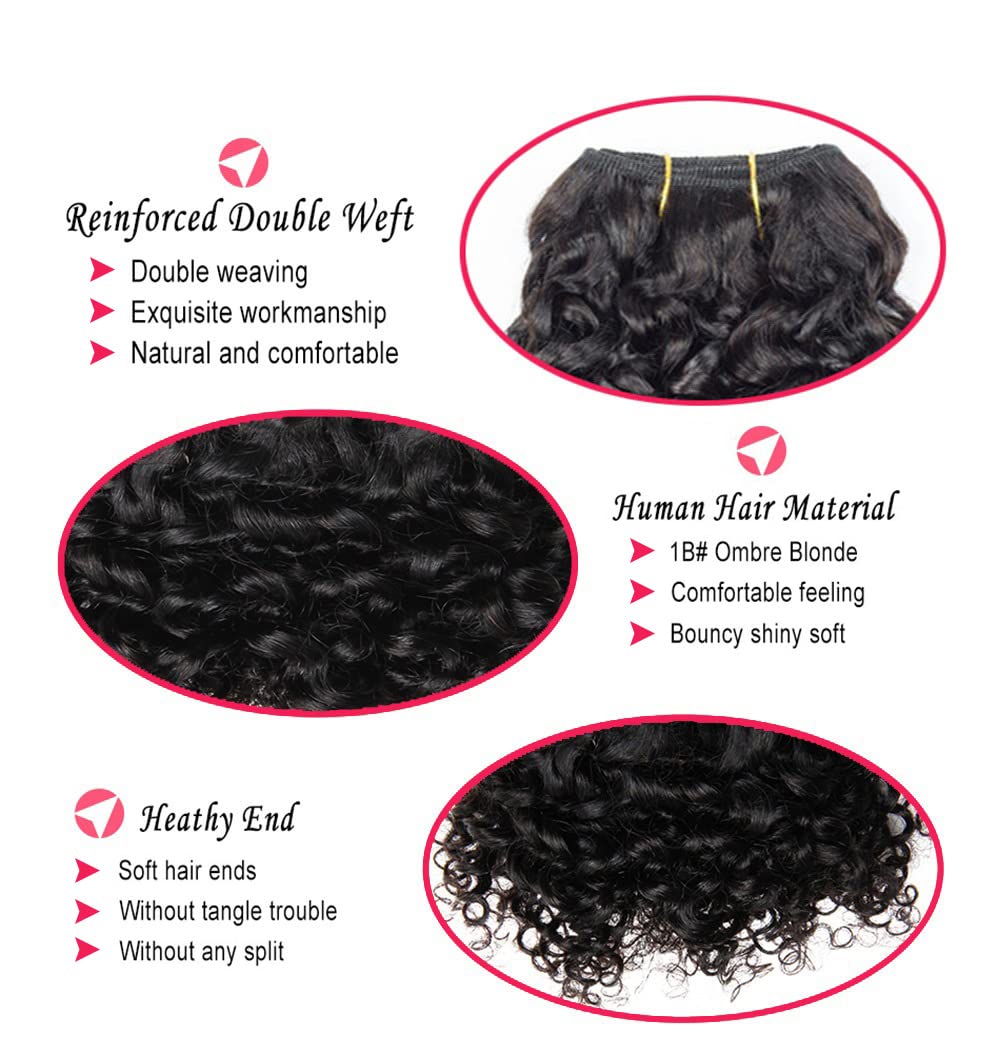 Jinhongze kinky curly bundles close-up, true-to-length weft for natural fall.