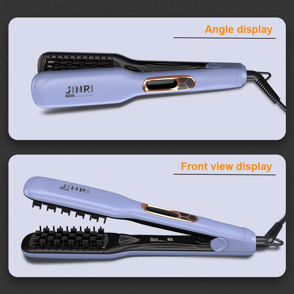 JINRI hair iron chemical-free-care promotes lightweight styling.
