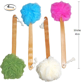 JINS-Hung back loofah with long wooden handle reaches difficult areas