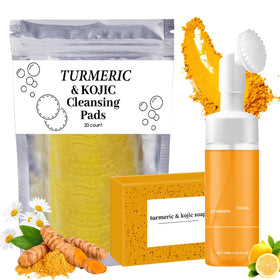 Jioijioi Turmeric Wash and Care Set packaging showcases a complete daily skincare routine.