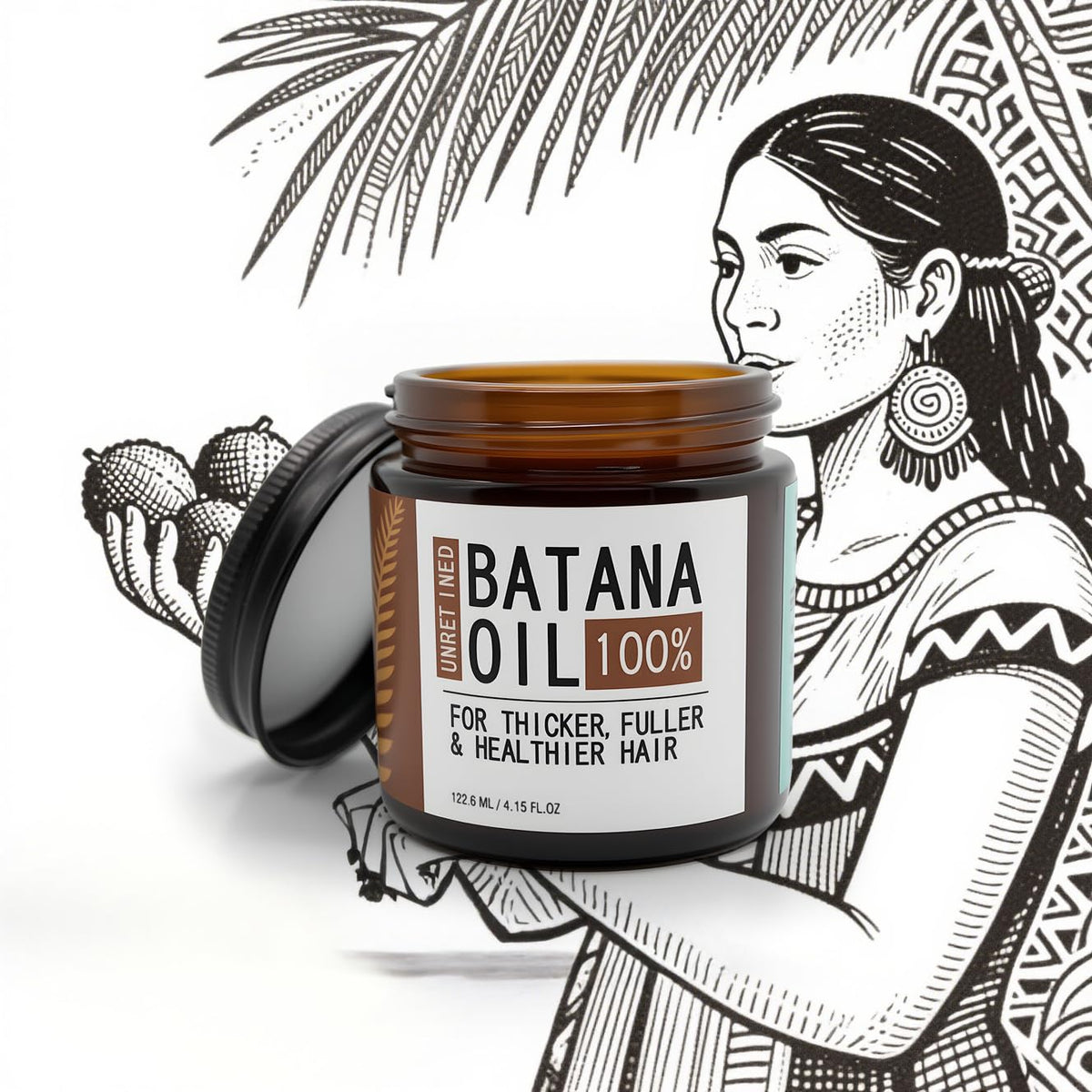Jiokiyo Batana oil massaged into dry hair for conditioning.