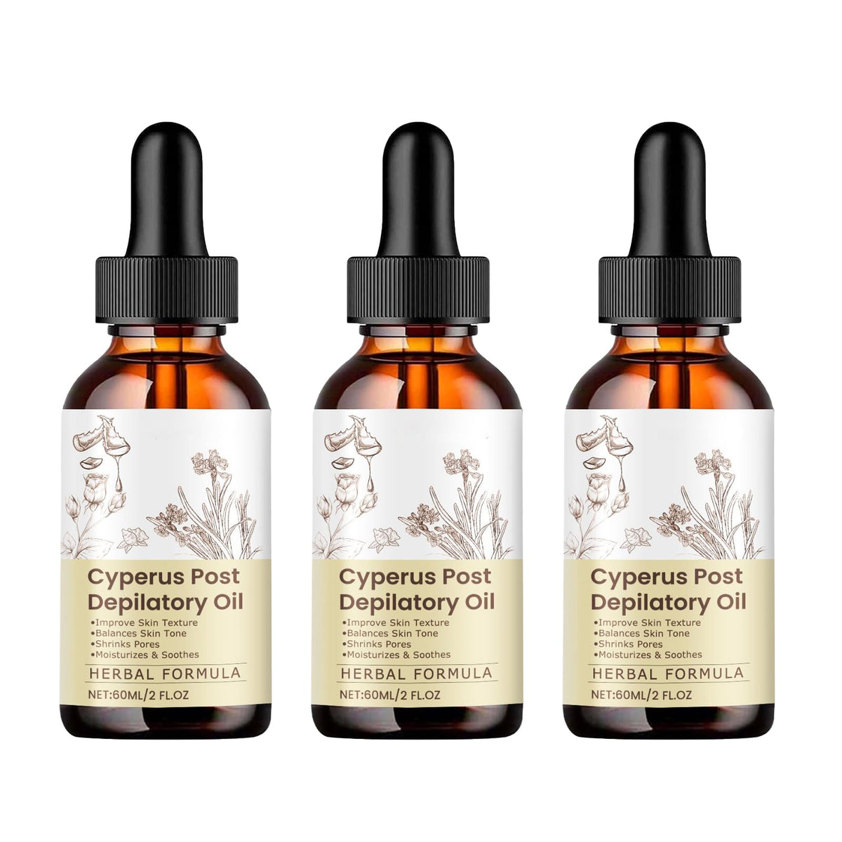 JISKG Cyperus Rotundus Oil bottle for gentle hair removal and skin nourishment.