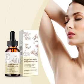 JISKG Cyperus Rotundus Oil pour demonstrating easy application for smoothing skin.