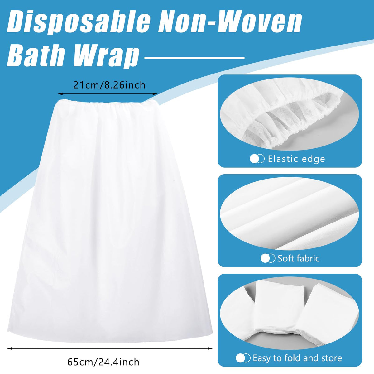 Jiuguva knee-length nonwoven robe showcased for comfy wrap.