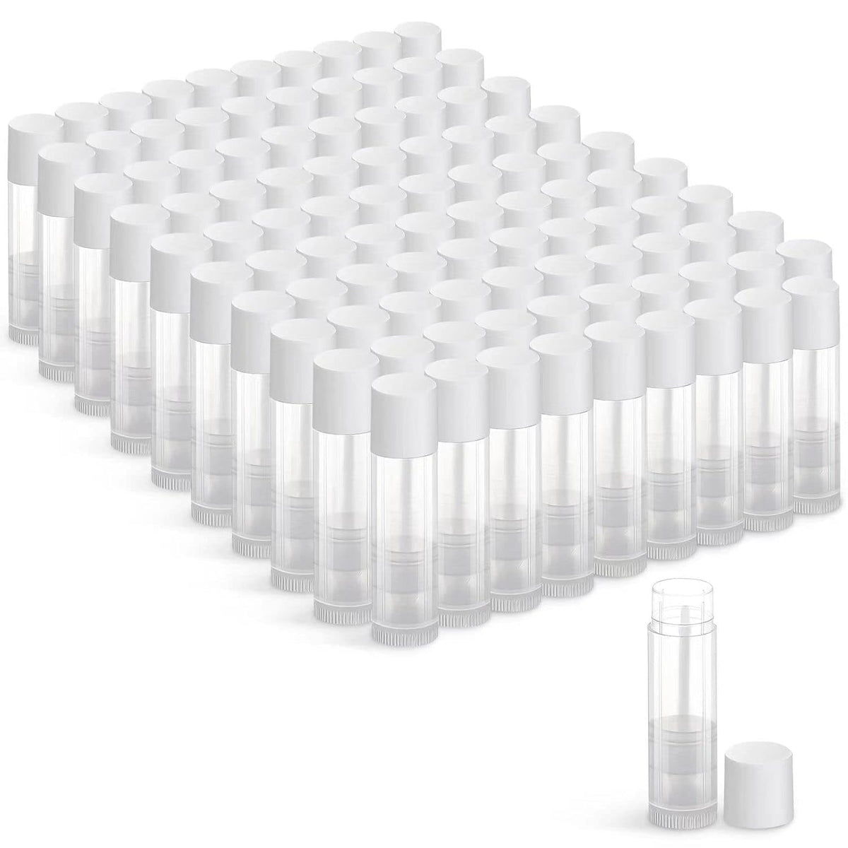 JIUZHU empty lip balm tubes bulk 100pcs in clear finish for DIY cosmetics