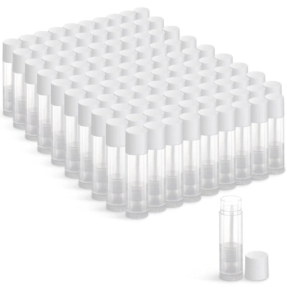 JIUZHU empty lip balm tubes bulk 100pcs in clear finish for DIY cosmetics