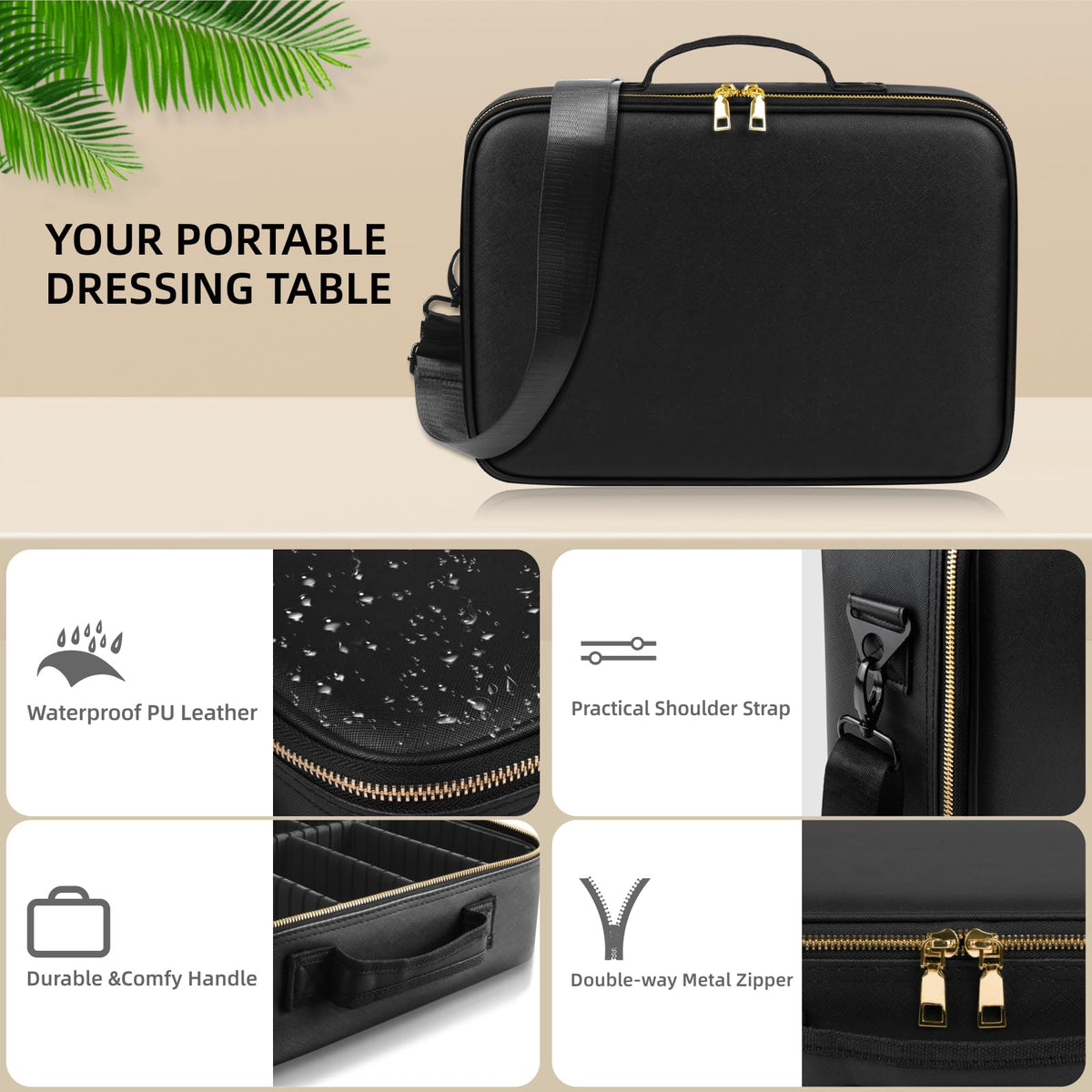 JJhxr makeup bag brightness control to tailor lighting.