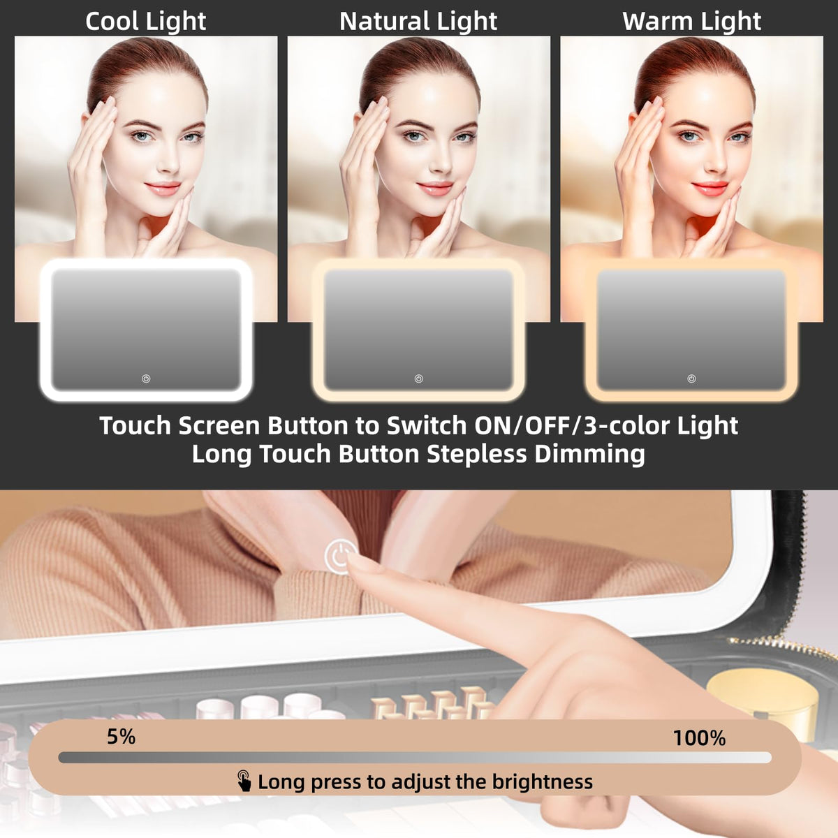 JJhxr makeup bag with detachable dividers to customize interior space.