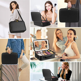 JJhxr makeup bag with luggage strap for secure travel compatibility.