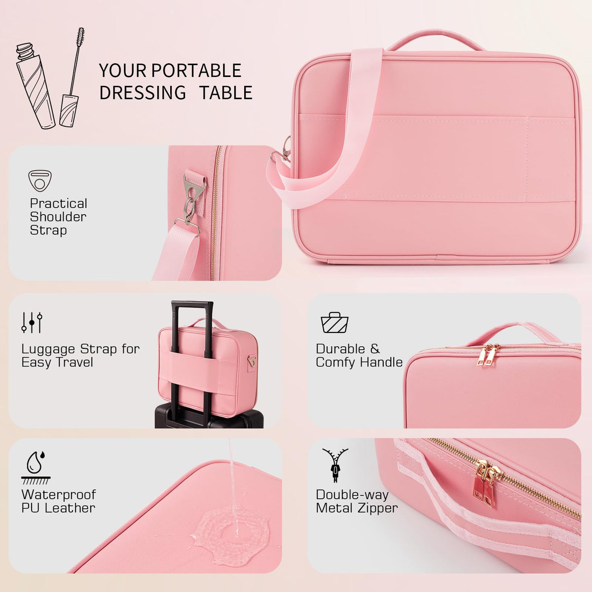 JJhxr makeup bag with USB charging port for on-the-go power