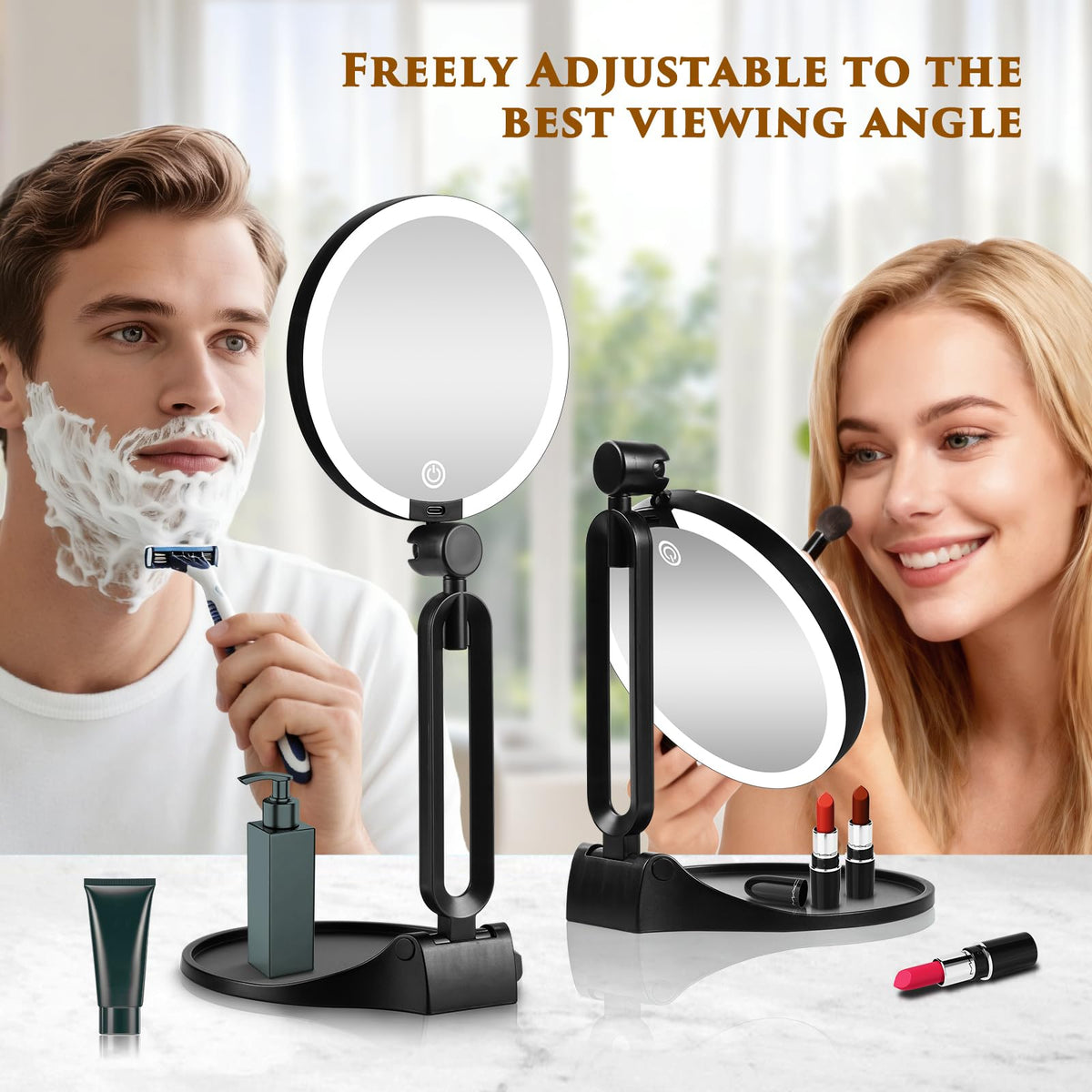 JJhxr 40x magnification enables precise eyeliner and brow work.