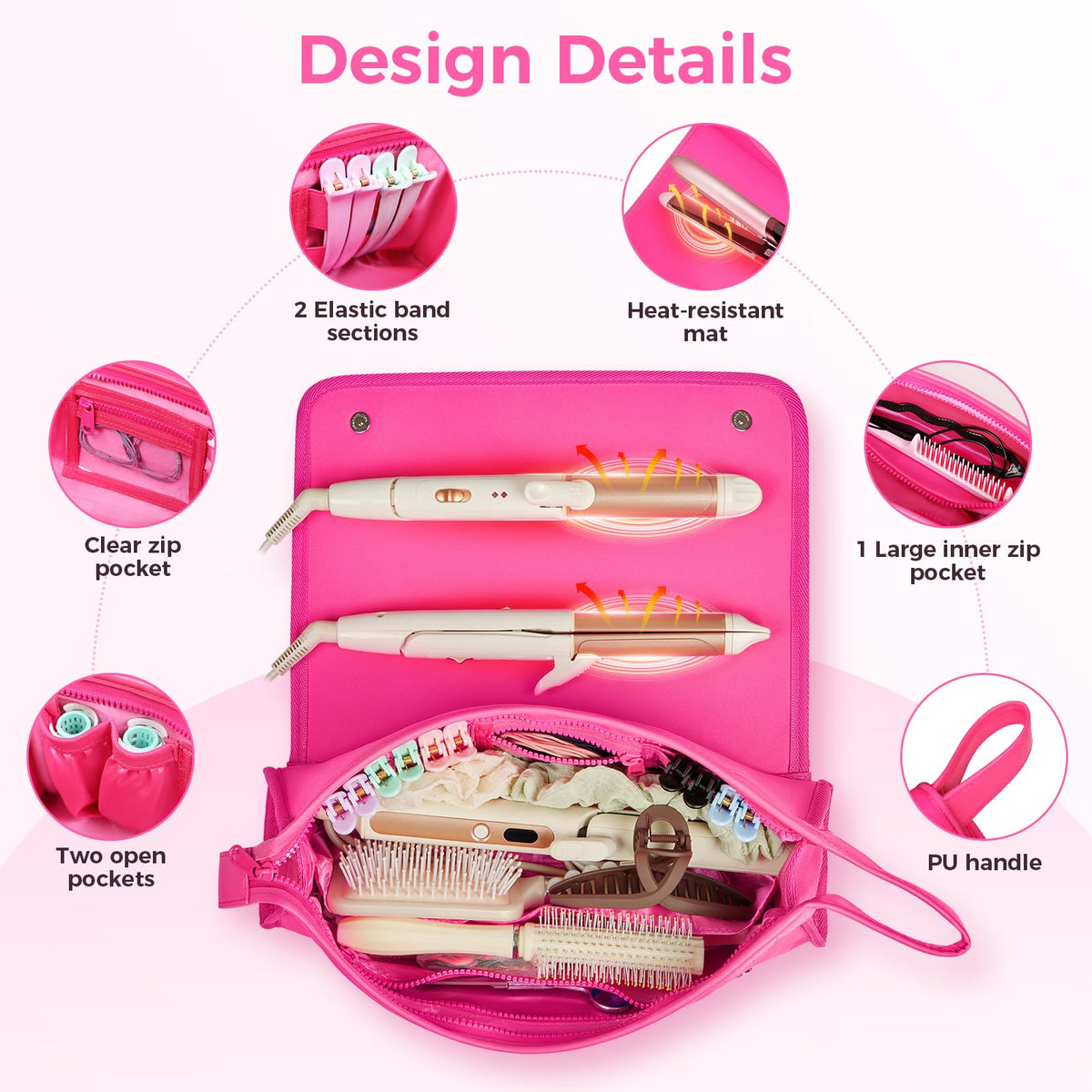 JKAOO 2-in-1 design doubles as a makeup bag for essentials.