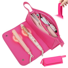 JKAOO hair tools travel bag in rose red keeps curling irons organized.