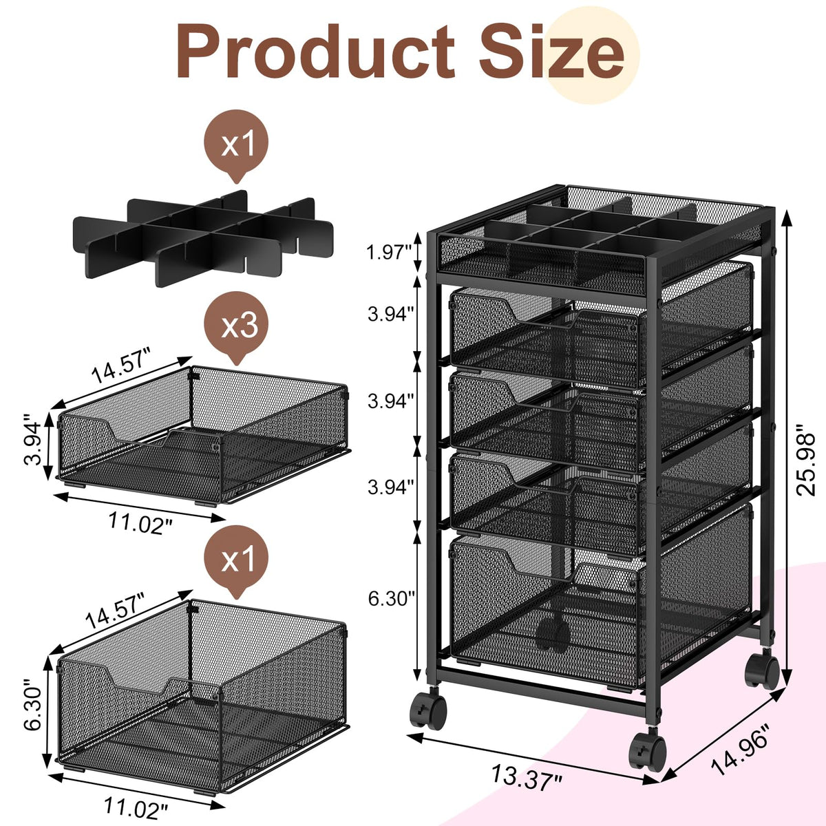 JKsmart compact vanity storage cart suitable for homes and studios.