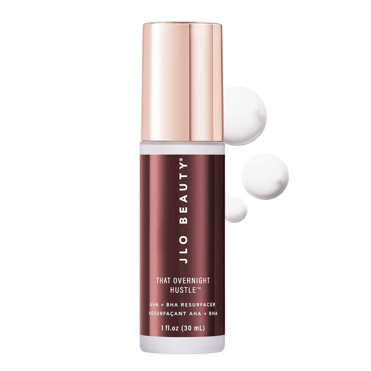 JLO BEAUTY AHA BHA Exfoliant Night Cream jar close-up showing creamy texture for nightly use.