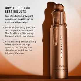 JLO Beauty Complexion Booster blended with foundation for a seamless, dewy finish.