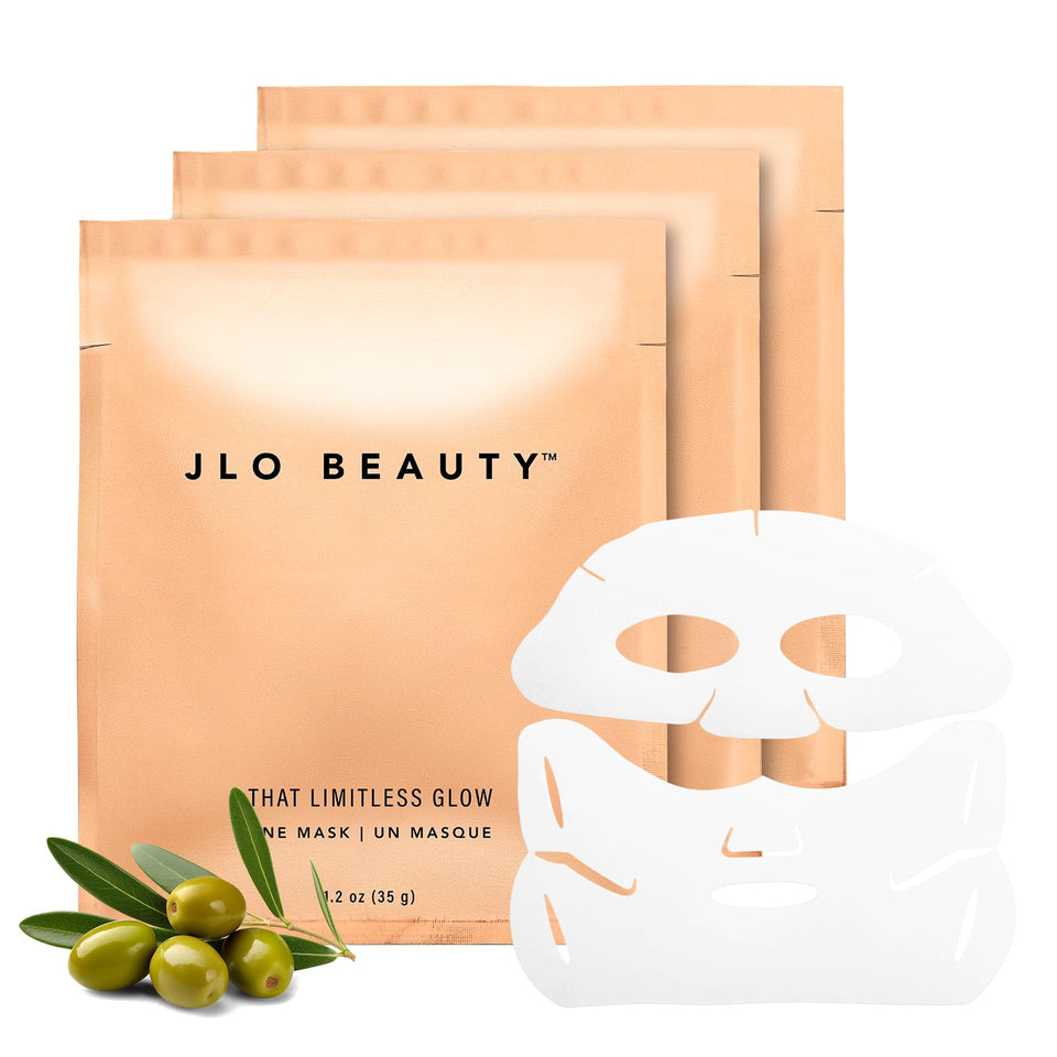 JLO BEAUTY Face Mask Glow Serum hydrates for a radiant complexion.