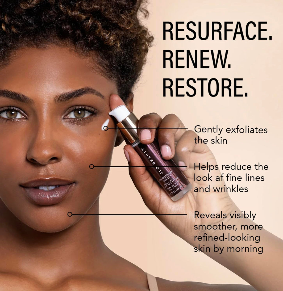 JLO BEAUTY night cream texture on skin ready for morning glow.